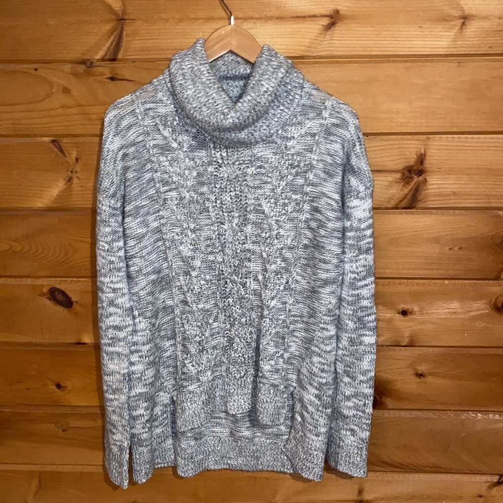 BP gray white cowl neck knit sweater